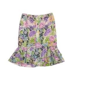 Vintage Y2K Nanette Lepore designer pastel silk ruffle peplum cottgecore Anthro